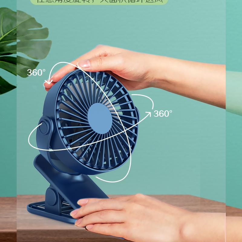 Mini Mute Clip Fan Rechargeable Silent 4 Blades Baby Stroller Fans Portable Air Cooling 3 Speeds Desk USB Fan with USB Output