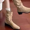 Матовые ботинки Женская обувь Ретро ботинки до середины икры Ботильоны-чулки на высоком каблуке для похудения Ботинки Dui Dui