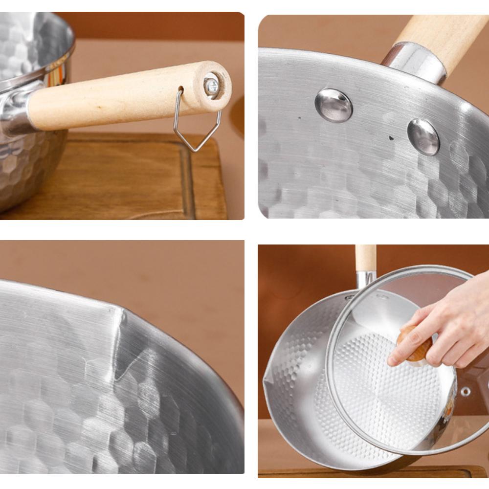 430 Нержавеющая сталь кастрюля для супа, молочная кастрюля, сковорода Wok, деревянная ручка, домашняя японская сковорода Snow, кастрюля, утварь, кухонная утварь