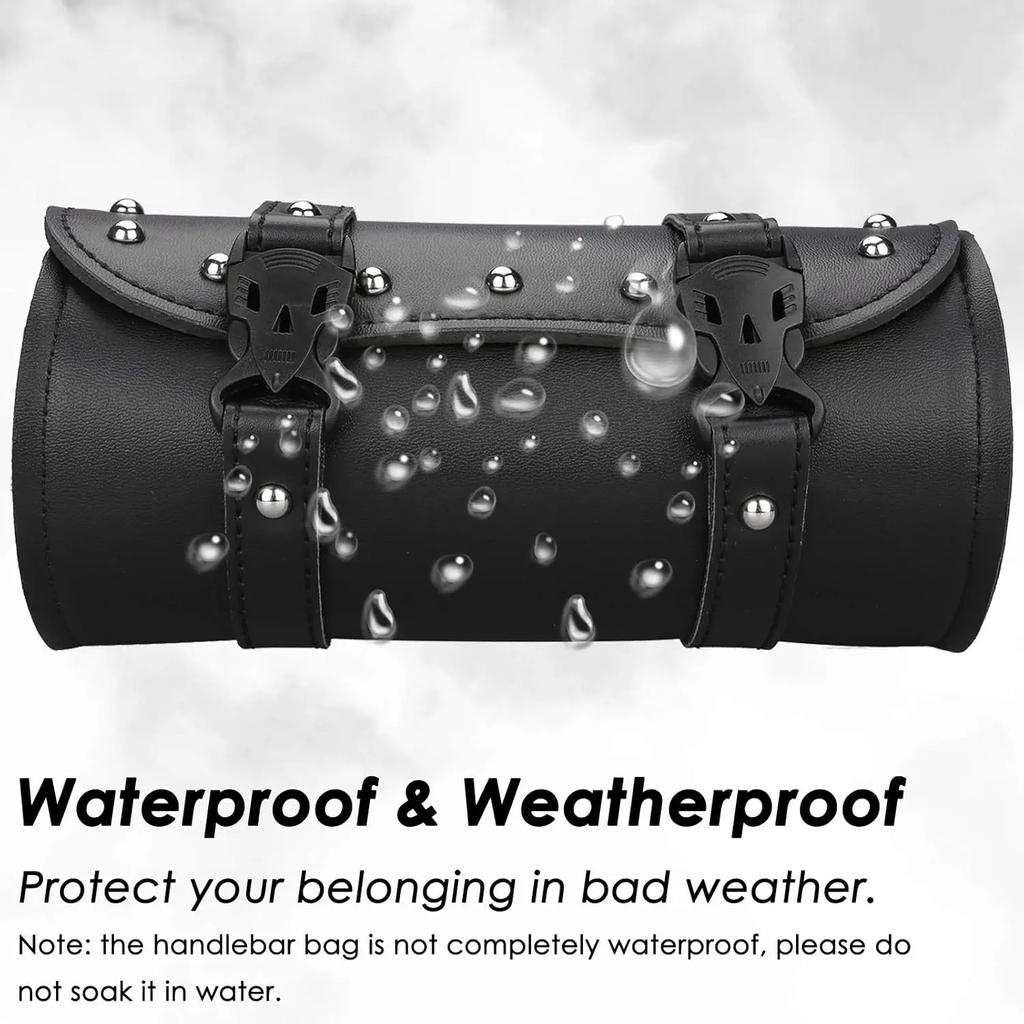 Motorcycle Tool Bag PU Leather Handmade Motorcycle Fork Bag Roll Waterproof Durable Storage Tool Pouch with Straps for Men Women