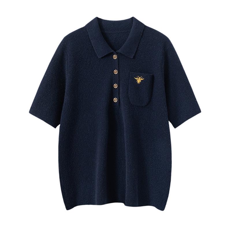 Women's Pure Cashmere Lapel Sweater - Autumn/Winter Loose Polo Knit Jumper