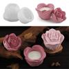 3D Rose Flower Candle Holder Molds Resins Jar Molds with Lid Molds for Making Candle Cup Jewelry Case Tealight Holder