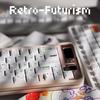 White Retro Futurism Theme Keycap Set PBT Custom Personalized Keyboard Cap Cherry Profile Gaming KeyCap for Mechanical Keyboard