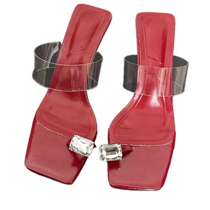 Fashion Ladies Shoes 2025 Fashion Pinch Toe Women's Slippers New Outdoor Best Seller Summer Crystal Sweet Versatile Non-Slip High Heels