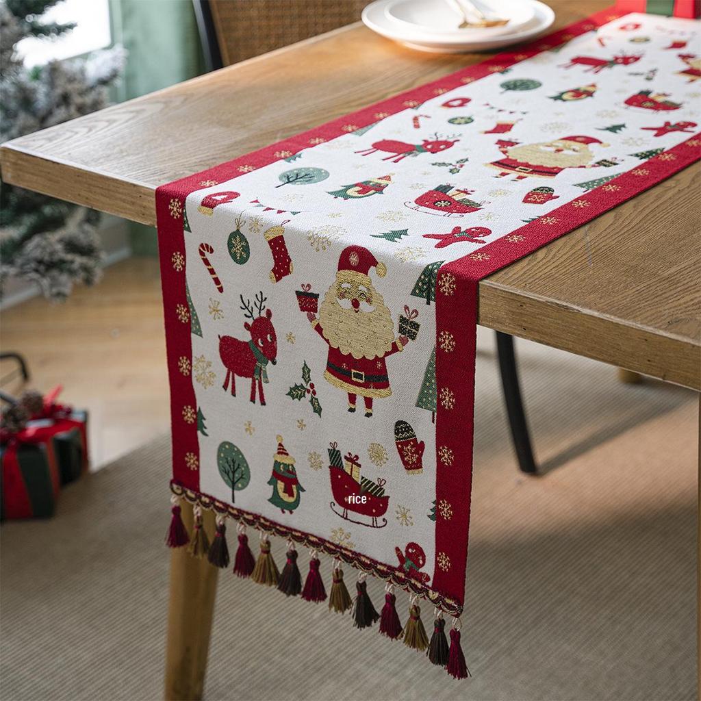 Imanqi Yun Jacquard Christmas Holiday Table Runner and Bed Runner