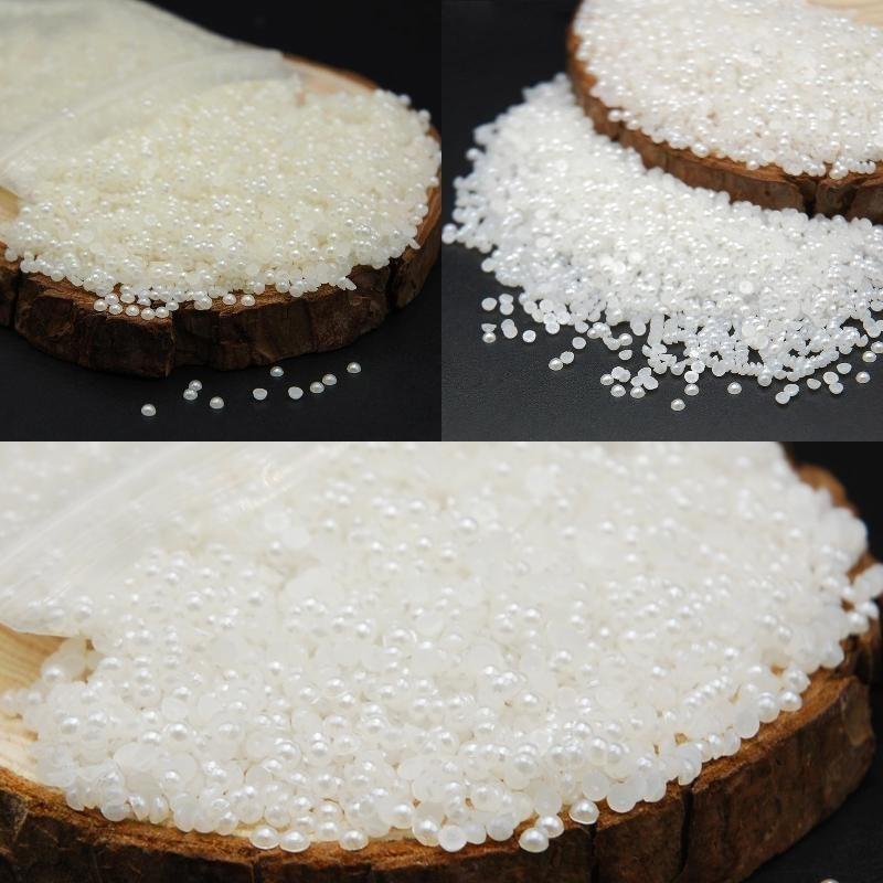 2000pcs 2mm 3mm 4mm Shiny White/Beige Half Round Pearl Beads Flat Back Gems Resin Pearl Beads Nail A
