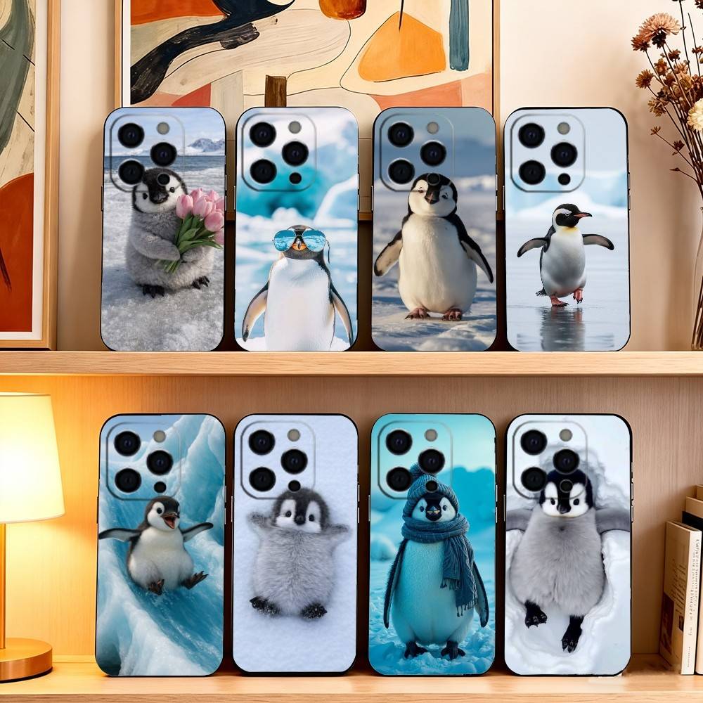 Funny Happy cute P-Penguin Phone Case For iPhone 17, 16,15,14,13,12,11 Plus,Pro Max, Others Soft Black Cover