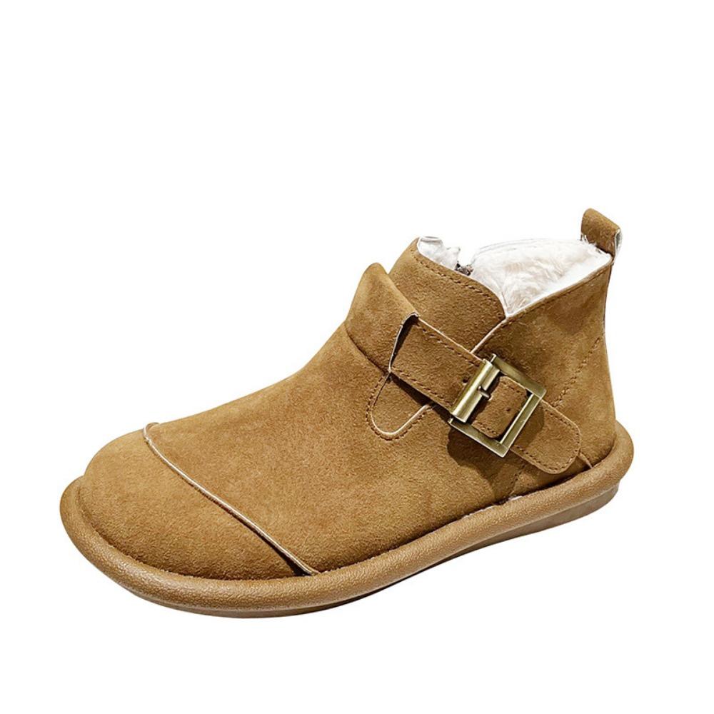 Зимние ботинки Zapatos Mujer Mori System Retro Cowhide Casual College Versatile Short Women's Boots Frosted Leather England Single