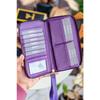 Tilburg Кошелек-портфель с ручкой на запястье и соломенным узором сливово-фиолетового цвета с большим количеством визитниц