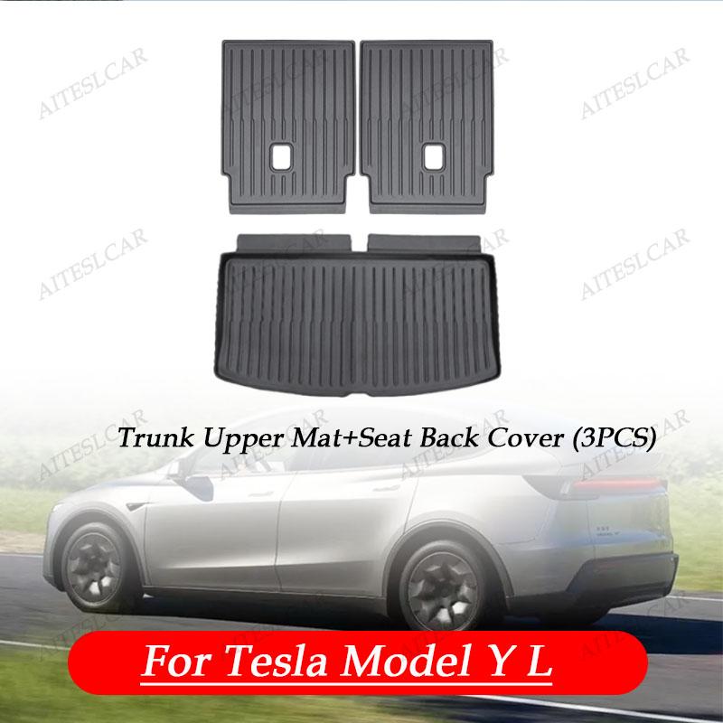 For Tesla Model Y L Whole TPE Floor Mats Four Seasons Waterproof Anti-Slip Mat Foot Pads Model YL Rear Trunk Mat Car Accessorie