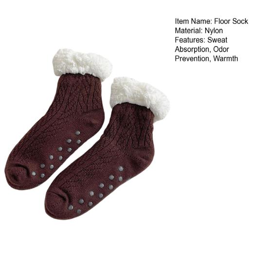 Fuzzy Warm Slipper Socks for Women Cozy Fluffy Fleece Lined Home Floor Socks with Grippers Winter Soft Thermal Sleep Socks