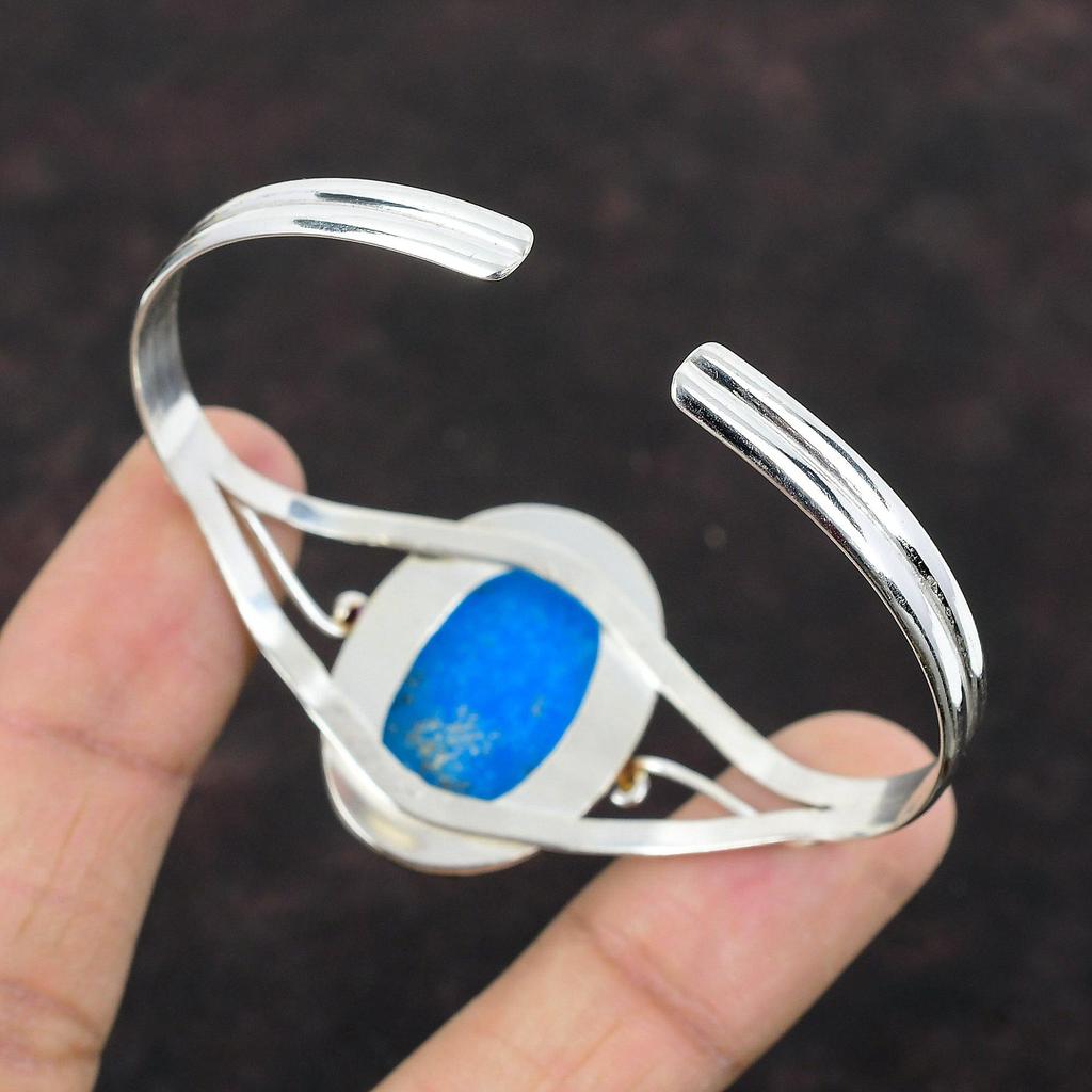 Смитсонитовый браслет-манжета Регулируемый браслет Стерлинговое серебро 925 пробы Браслет-манжета ручной работы с драгоценными камнями Браслет-манжета Смитсонитовые украшения Подарки на помолвку