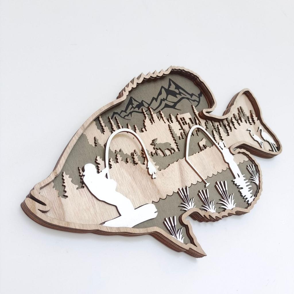 Настенная декоративная картина для комнаты, интерьера и улицы, 3D-многослойное деревянное искусство - широкоэкранный горный пейзаж для демонстрации подарков на новоселье, дне рождения, рождественских подарках