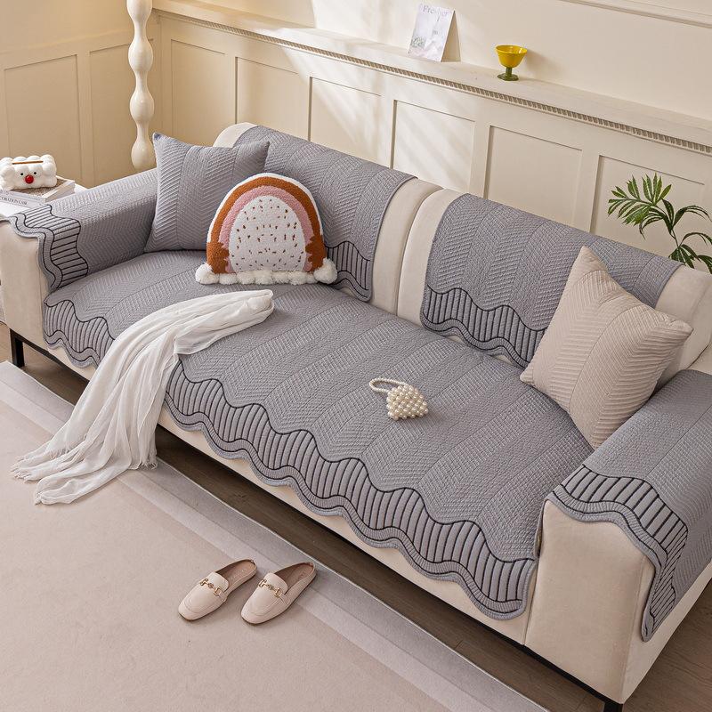 Cream Wind Sofa Cushion Universal In All Seasons New Pure Cotton Summer Seat Cushion Sub-Cover Cloth Towel Fixed Non-Slip Cover