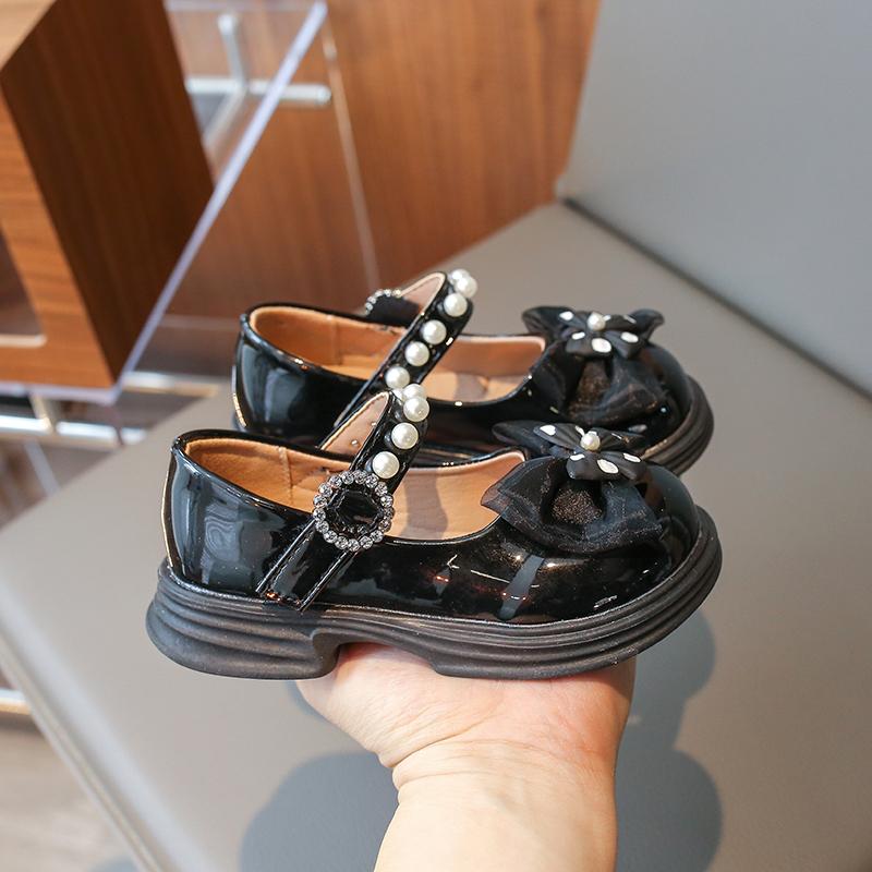 Детские кожаные туфли весна-осень кружевные банты детские туфли Мэри Джейн модные универсальные милые женские принцессы черные туфли-одиночки