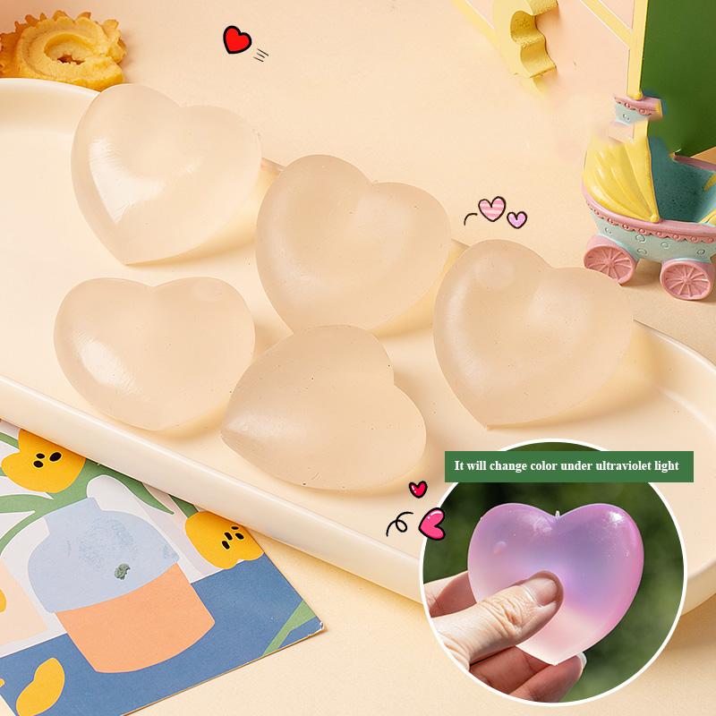 Cute Love Heart Mochi Squishy Toys Stress Sugar Balls Slow Rising Color Changing Under Sun Sensory Fidget Toy For Adults Kids