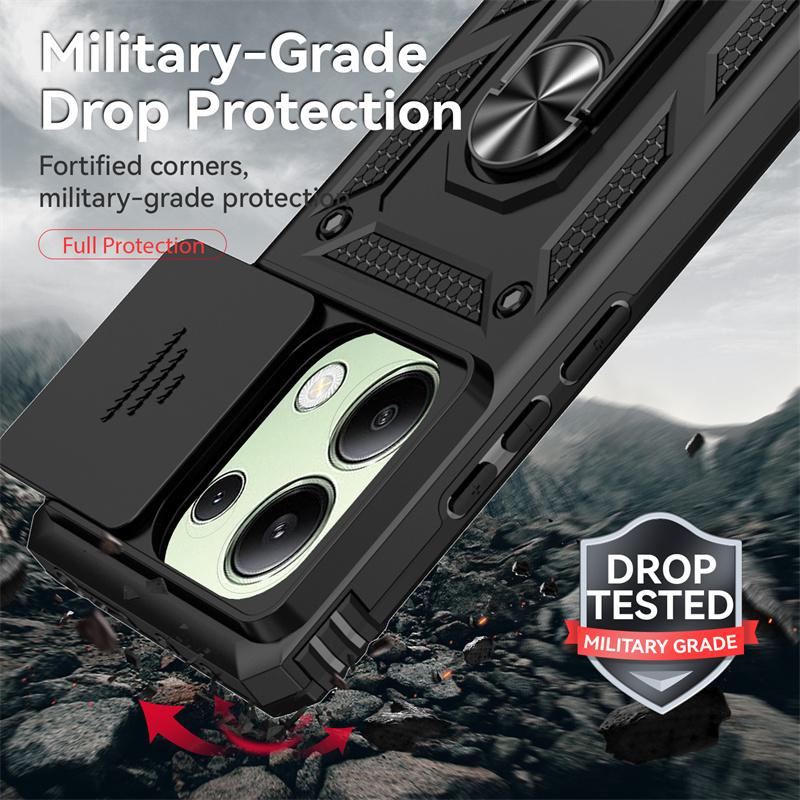 For Xiaomi Redmi Note 13 Pro 4G Case Magnet Holder Ring Stand Armor Funda for Redmi Note13 Pro 13Pro 4G Slide Lens Protect Cover