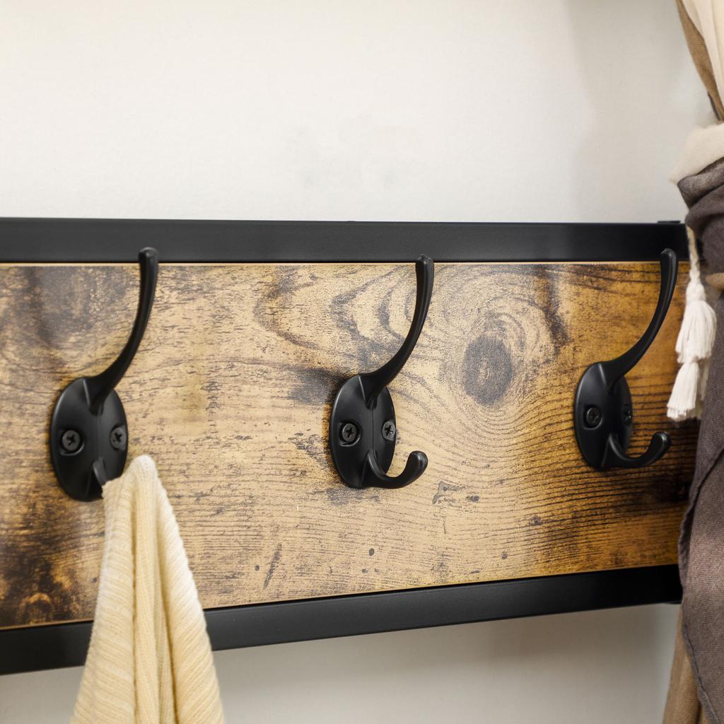 Industrial Design Wardrobe 1 Memo Board 1 Shoe Bench 8 Clothes Hooks 1 Storage Bag Black And Brown
