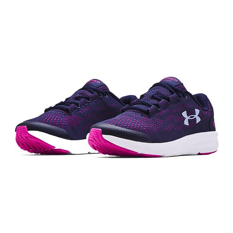 Under Armour Charged GS Soft Comfortable Low Top Kids Running Shoes Kids Running Shoes Purple 3022860-404