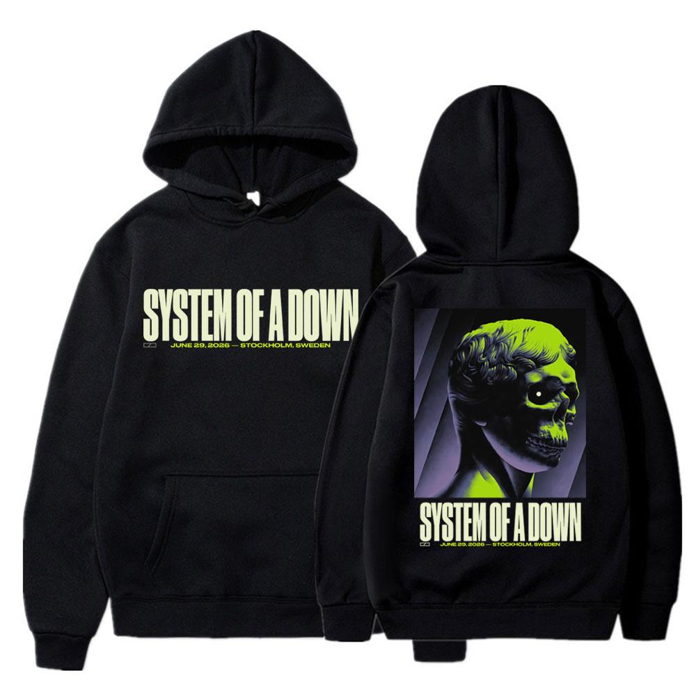 Худи с графическим принтом группы System Of A Down (EU и UK) Модный Хип-Хоп Готический С длинным рукавом Свободный Флисовый Спортивный костюм