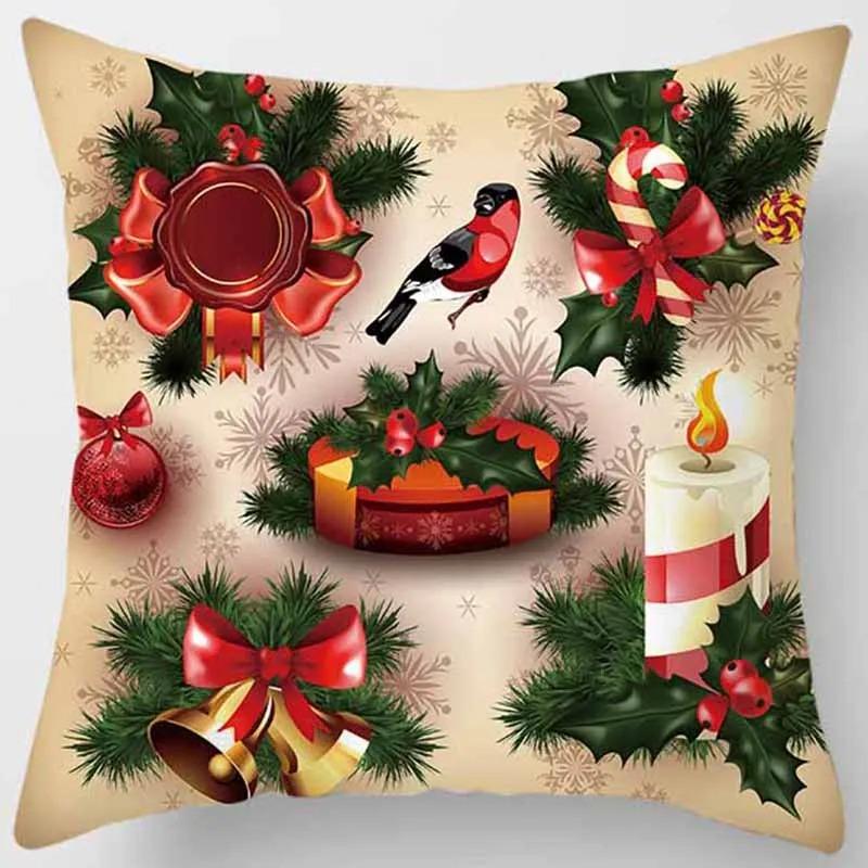 Christmas Decorative Pillowcase Snowman Tree Pattern Printed Pillowcase Sofa Cushion Cover Room Decorative Cushion Cover
