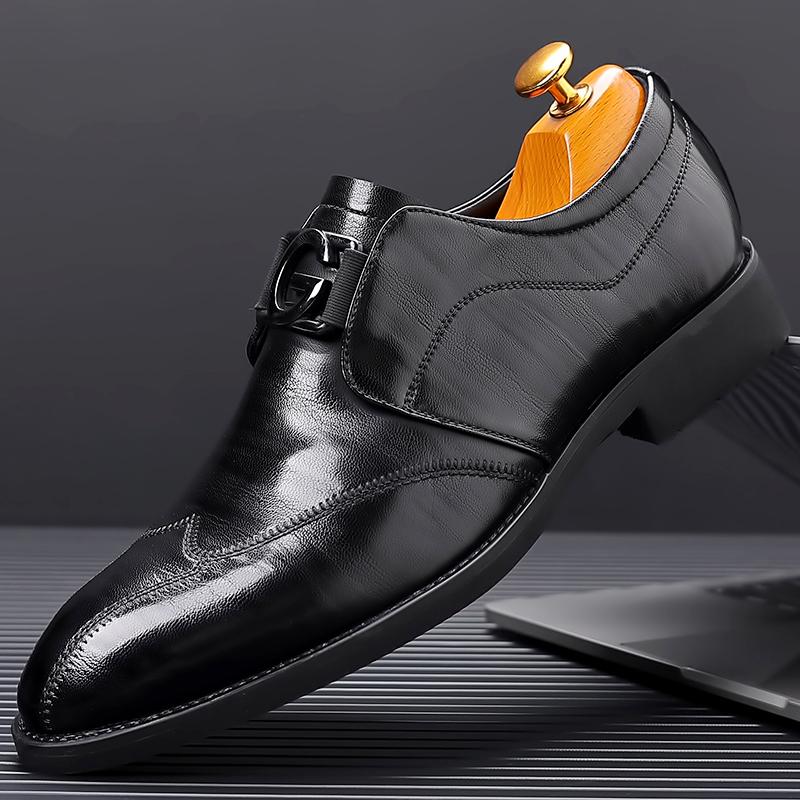 Мужская повседневная обувь, модная классическая повседневная мужская обувь из искусственной кожи черного цвета, популярная дышащая деловая мужская обувь