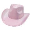 Polyester Bowler Hat Solid Colour Jazz Hat Performance Laser Felt Hat Sun Hat Bright Silk Western Cowboy Hat Big Head Wrap
