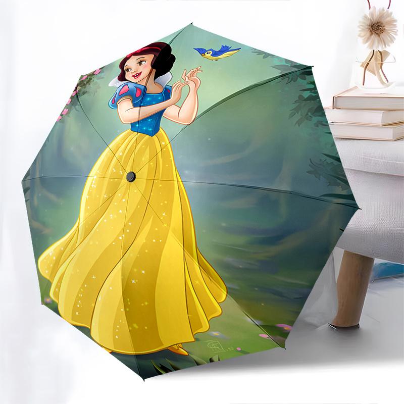 Snow White Themed Automatic opening and closing folding umbrella, 8-rib windproof, compact travel design, suitable for all occasion | Fashio