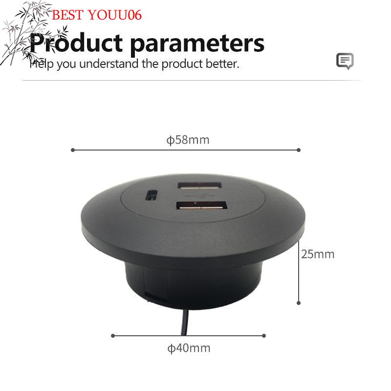 (YOUU06)Встраиваемый настольный многопортовый USB 2.0 на USB TYPE-C Разъем для зарядки Удлинительный шнур Скрытый кабель для быстрой зарядки