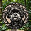 2d Flat 20*20cm, Round Wooden Sign, of Dog Theme Decor Gifts, for Bar, Hotel, Cafe, Home, Kitchen, Garden, Bedroom Decor.
