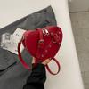 Leather Y2k Heart Crossbody Bag New Design Purse Tote Handbag Vintage Small Chain Rivet Bag  Girls