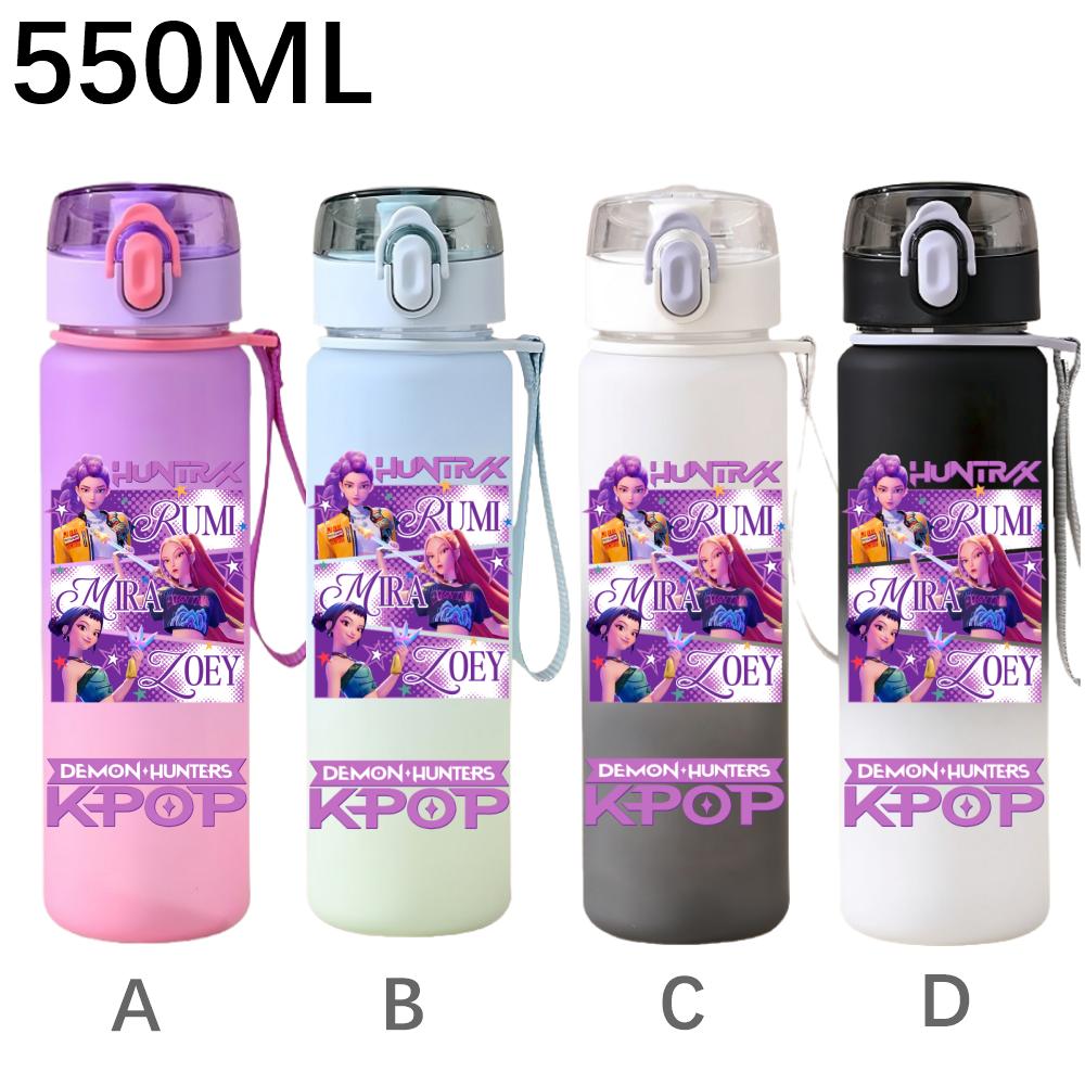 550ML KPop Demon Hunters Cartoon Print Sport Water Bottle Leak Proof Water Cup Outdoor Sports Drinking Bottle Birthday Gifts