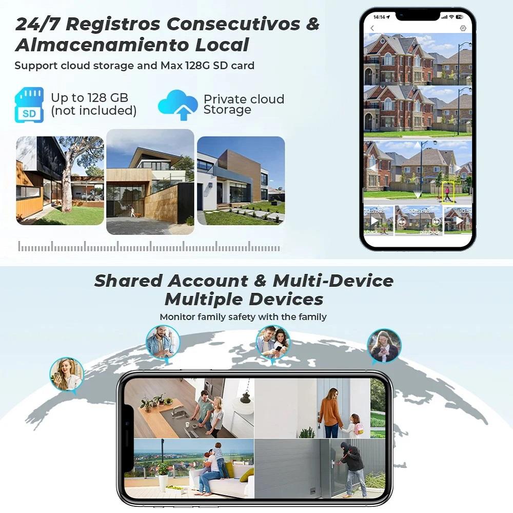Солнечная камера безопасности WIFI/4G Трехэкранный пульт дистанционного управления с мобильного телефона HD Камера с автоматической зарядкой для улицы