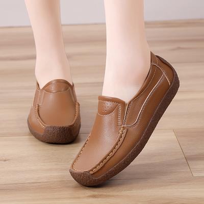 Женские лоферы из ПУ кожи, мягкие эластичные балетки, водонепроницаемая повседневная обувь для ходьбы, обувь для вождения, обувь для мамы
