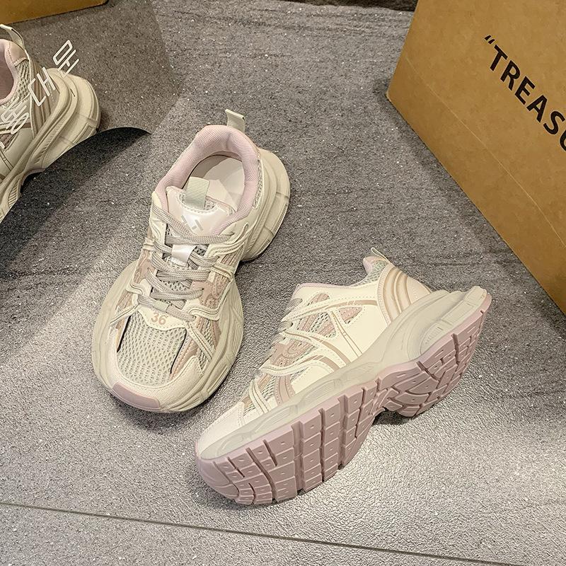 Платформенные кроссовки «папины кроссовки» женские 2025 новый популярный весна и осень универсальные супер огонь маленький человек увеличение роста маленькие белые повседневные спортивные туфли