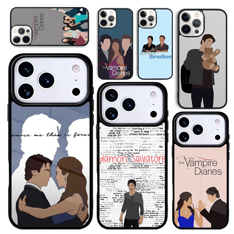 Чехол Case для iPhone 17 Air 16 Pro Max 15 Plus 11 13 Mini 14 12 Задняя крышка телефона Damon Elena Дневники вампира