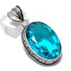 Швейцарский голубой топаз Драгоценный камень Ручной работы 925 Стерлинговое серебро Подарок Подвеска 2,13" A4P32