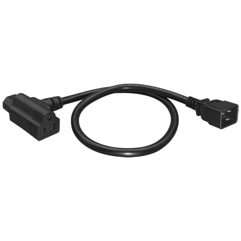 Y Split Power Cord C20 to C13 & NEMA 5-15R 14AWG Strong Cable Power Splitters Cord for Office Homes Electronics