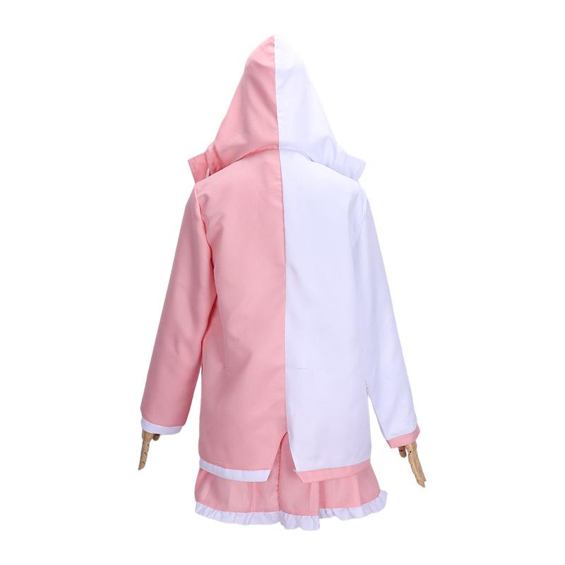 Аниме Danganronpa Monomi Косплей Розовый Длинный Парик Monokuma JKUniform Куртка с Капюшоном Девушка Юбка Комплект Рубашка Хэллоуин Карнавальные Костюмы