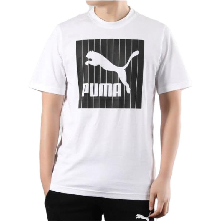 Puma Футболка с коротким рукавом и круглым вырезом с логотипом для мужчин, цвет белый 579871-02