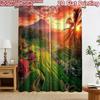 2D Flat Printing 2pcs Curtain Scene Curtain Sunset Over Rice Fields Digital Printed Polyester Drapes Festive Wall Decor Use for