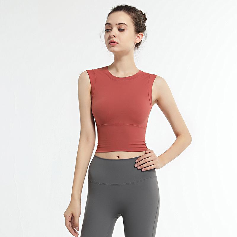 Женский однотонный сексуальный спортивный топ для йоги без рукавов