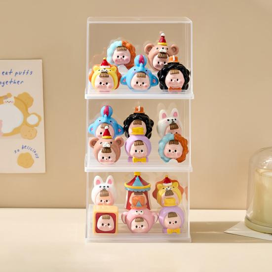 Стойка-витрина для хранения Мини-органайзер для статуэток Прозрачный дизайн Пыленепроницаемый Штабелируемый Витринный шкаф Коробка для хранения