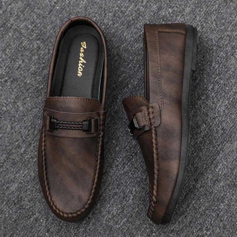 Men Business Shoes Mens Leather Loafers Luxury Breathable Men Casual Shoes Slip On Male Boat Shoe Moccasins Botas Para Hombre