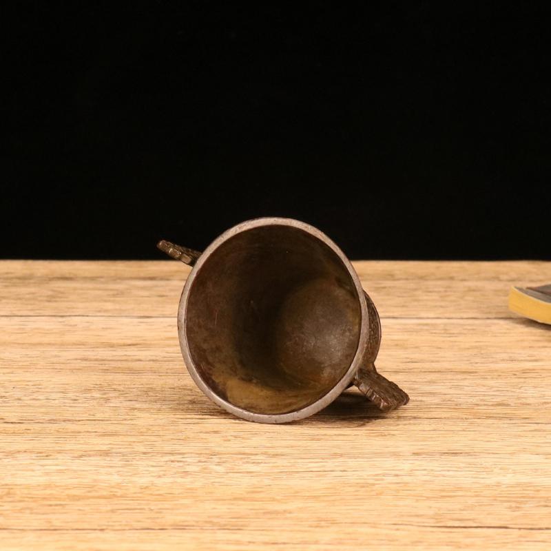 Old Chinese Dynasty Bronze Animal Loong Dragon Phoenix Bird Tea Cup Bowl