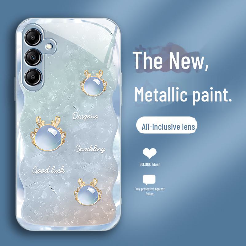 Чехол из жидкого стекла с рисунком дракона для Samsung A73, A72, A54, S11Plus — полная защита от падений и грязи.