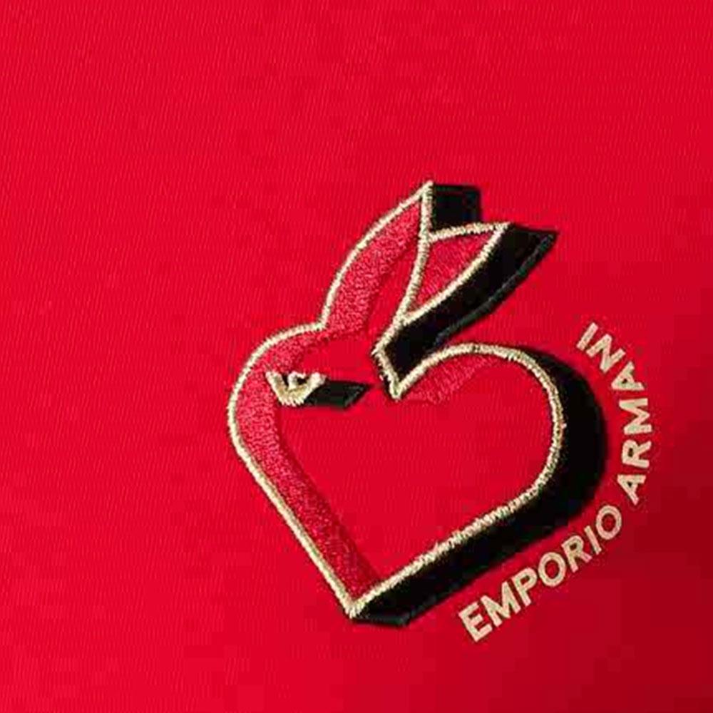 Emporio Armani SS23 Год Кролика Ограниченная Серия Свитшот с Вышивкой Кролика с Письмом Круглый Вырез Женский свитшот China-Red 3R2M6I-1JHSZ-0334