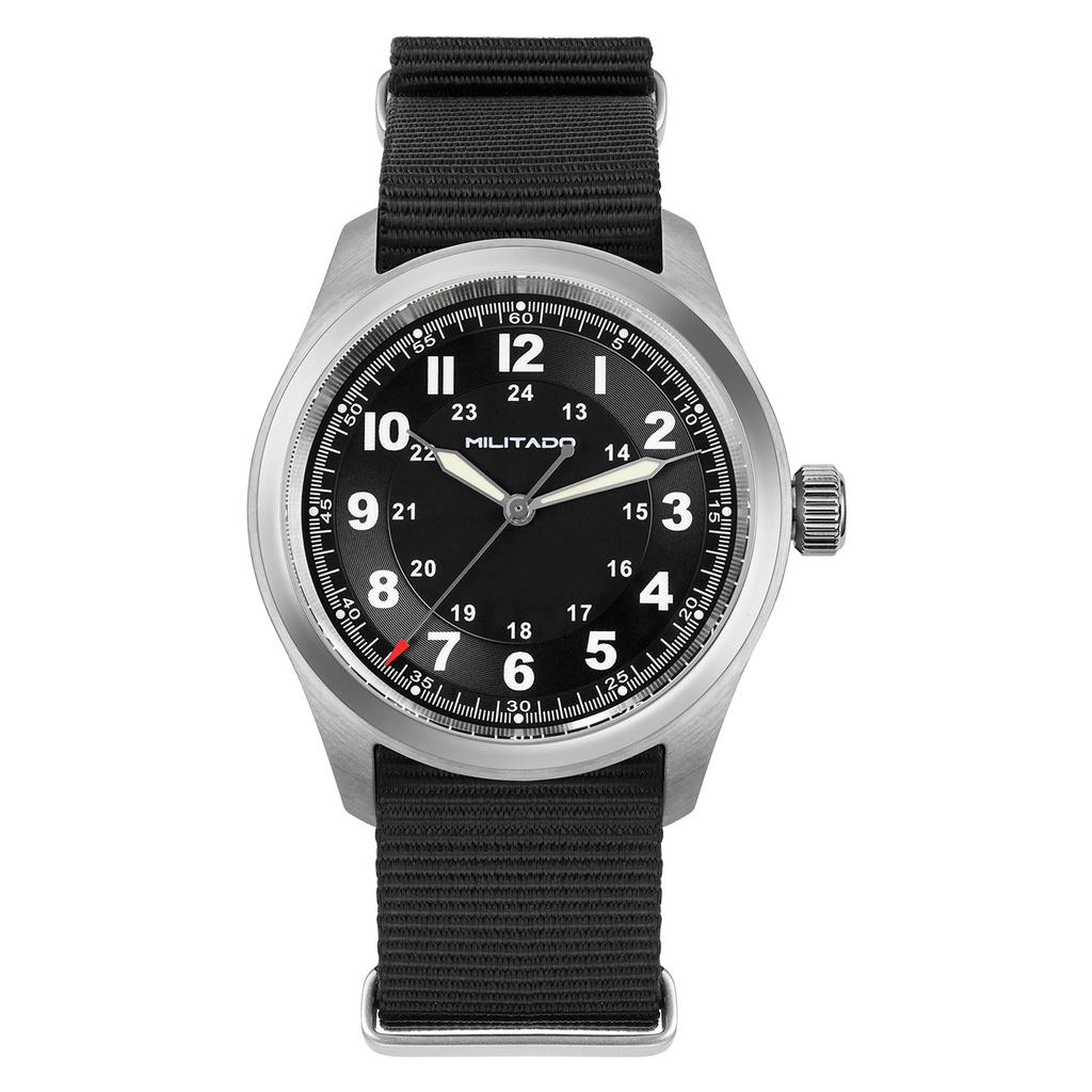 Часы Militado ML08 38мм Мужские Кварцевый механизм VH31 Двойной купольный сапфировый циферблат C3 Люминесцентные Водонепроницаемые 100м Винтажные наручные часы