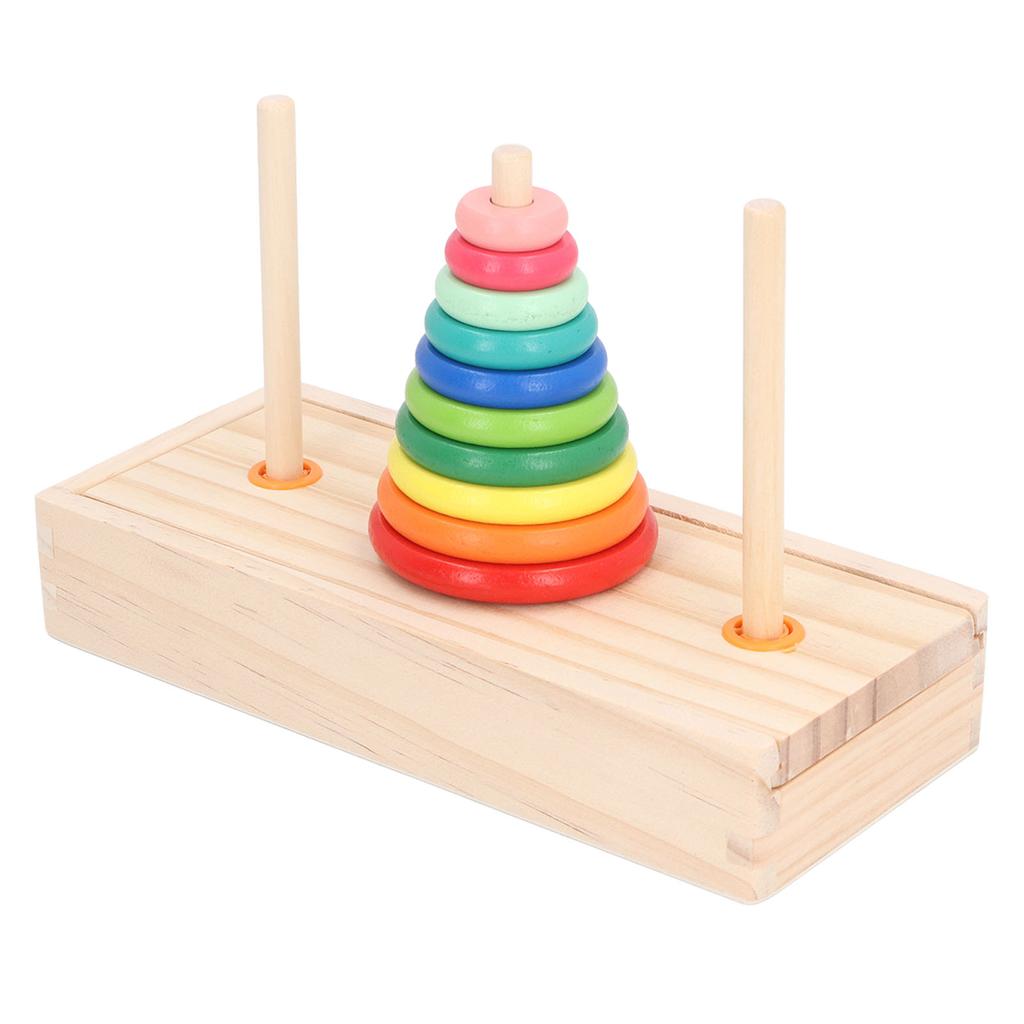 Puzzle Game Wooden Tower Educational Logical Thinking Training 10 Rings Tower Intellectual Toy