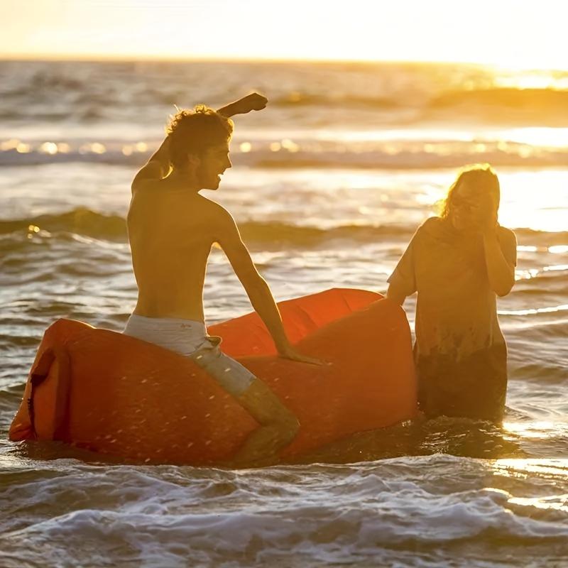 Портативный надувной диван для кемпинга - Самонадувающийся надувной матрас с сумкой для хранения, Легкий прямоугольный уличный шезлонг для пляжа, заднего двора